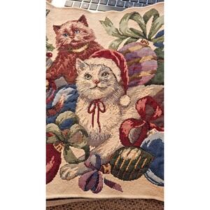 Christmas Cats Tapestry Table Runner Holiday Decor Vintage‎ Style